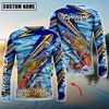 Joycorners Fishing Yellow Blue Lightning Pattern Design Custom Name & Team Name 3D Shirts (11 Breeds)