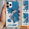 Joycorners Fishing Ocean Blue Wave Scale Pattern Splash Personalized Name Phone Case (10 Fish Species)