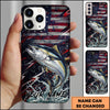 Joycorners Fishing USA Flag Splash Patriotic Art Personalized Name Phone Case (10 Fish Species)