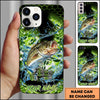 Joycorners Fishing Neon Green Honeycomb Water Splash Personalized Name Phone Case (10 Fish Species)
