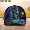 Joycorners Horse Galaxy Cosmic Black Leather Pattern Personalized Name Cap (8 Breeds)