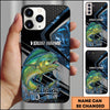 Joycorners Fishing Blue Smoke Splash Tech Style Personalized Name Phone Case (10 Fish Species)