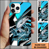Joycorners Fishing Blue Black Geometric Lightning Splash Personalized Name Phone Case (10 Fish Species)