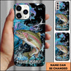 Joycorners Fishing Neon Scale Texture Water Splash Personalized Name Phone Case (10 Fish Species)