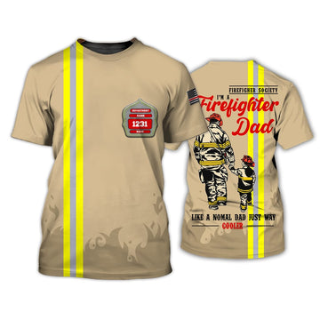 Maxcorners Firefighter Dad Like A Normal Dad, Personalized Name and Department Coolest Shirt LM1911