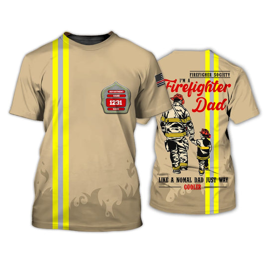 Maxcorners Firefighter Dad Like A Normal Dad, Personalized Name and Department Coolest Shirt LM1911