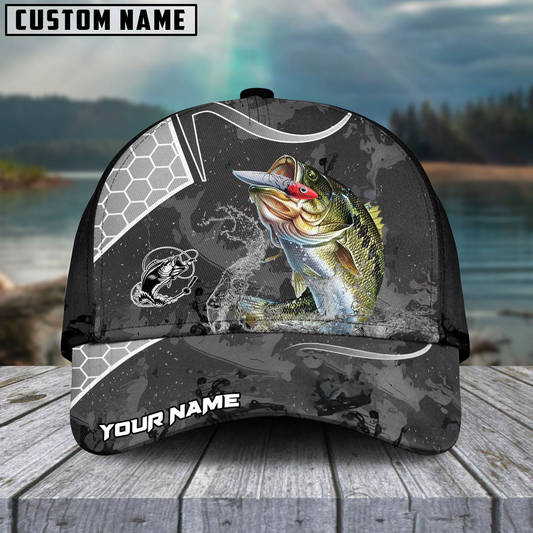 Joycorners Fishing Gray Camo Sport Pattern Personalized Name 3D Cap (11 Breeds)