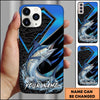 Joycorners Fishing Electric Blue Arrow Pattern Splash Personalized Name Phone Case (10 Fish Species)