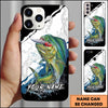 Joycorners Fishing Topwater Lure Splash Art Black White Personalized Name Phone Case (10 Fish Species)