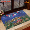 Joycorners Cow Trio on Farm Truck with American Flag Fireworks Rustic Country Personalized Name 3D Doormat (8 Breeds)