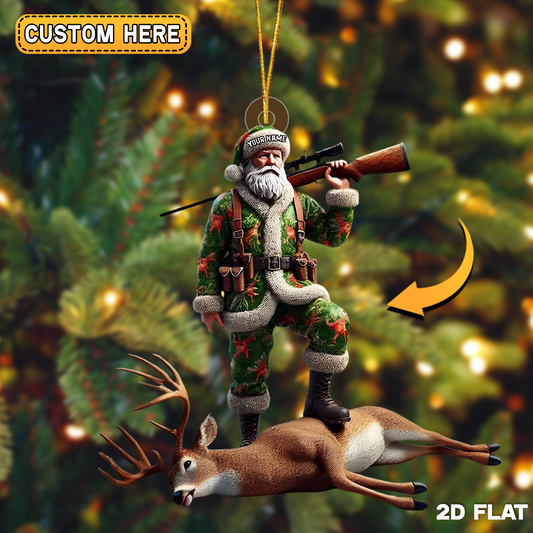 Joycorners Personalized Santa Hunting Christmas Ornament Custom Name