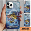 Joycorners Fishing Ocean Wave Patriotic Camouflage Personalized Name Phone Case (10 Fish Species)