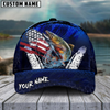 Joycorners Fishing Dark Blue Scratch American Flag Pattern Sport Pattern Personalized Name 3D Cap (11 Breeds)