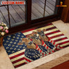 Joycorners Patriotic Cow Trio Wrapped in American Flag 1776–2026 Farm Name Personalized 3D Doormat (8 Breeds)