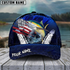 Joycorners Fishing Dark Blue Scratch American Flag Pattern Sport Pattern Personalized Name 3D Cap (11 Breeds)