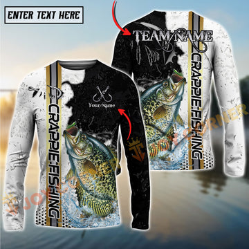Joycorners Crappie Fishing Split Grunge Splash Design Personalized Name, Team Name Long Sleeve Shirt