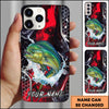 Joycorners Fishing Red Black Abstract Lightning Splash Personalized Name Phone Case (10 Fish Species)