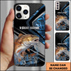 Joycorners Fishing Blue Smoke Splash Tech Style Personalized Name Phone Case (10 Fish Species)