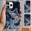 Joycorners Fishing Blue Grunge Splash Effect Personalized Name Phone Case (10 Fish Species)