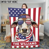 Joycorners Cool Cow Wearing USA Flag Bandana and Sunglasses Patriotic Style Personalized Name 3D Blanket (8 Breeds)