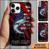 Joycorners Fishing American Flag Patriotic Grunge Personalized Name Phone Case (10 Fish Species)