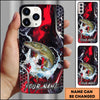 Joycorners Fishing Red Black Abstract Lightning Splash Personalized Name Phone Case (10 Fish Species)