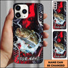 Joycorners Fishing Red Black Abstract Lightning Splash Personalized Name Phone Case (10 Fish Species)