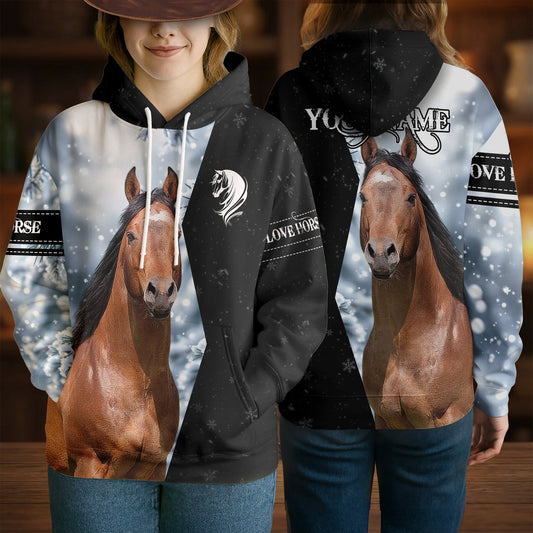 Joycorners American Quarter Vintage Horseshoe Personalized Name 3D Hoodie (8 Breeds)