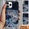 Joycorners Fishing Blue Grunge Splash Effect Personalized Name Phone Case (10 Fish Species)