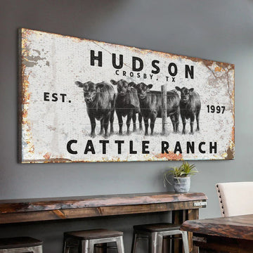 Joycorners Black Angus Personalized Name Canvas Cattle Ranch Signs