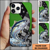 Joycorners Fishing Neon Green Honeycomb Wave Splash Personalized Name Phone Case (10 Fish Species)