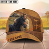 Joycorners Jesus Embracing Horse Farm Scene Western Leather Art Personalized Name Cap (8 Breeds)