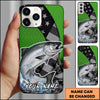 Joycorners Fishing Neon Green Honeycomb Wave Splash Personalized Name Phone Case (10 Fish Species)