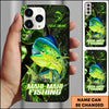 Joycorners Fishing Green Flame Splash Golden Line Personalized Name 3D Phone Case (10 Fish Species)
