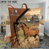 Joycorners Horse Running in Rustic Farm Landscape Leather Patch Style Personalized Name 3D Blanket (8 Breeds)