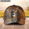 Joycorners Deer Hunting Brown Leather Framed Woodland Camo Custom Name 3D Cap