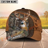 Joycorners Deer Hunting Brown Leather Framed Woodland Camo Custom Name 3D Cap