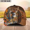 Joycorners Deer Hunting Brown Leather Framed Woodland Camo Custom Name 3D Cap