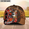 Joycorners Deer Hunting Brown Leather Framed Woodland Camo Custom Name 3D Cap