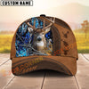 Joycorners Deer Hunting Rustic Brown Leather & Center Camo Panel Pattern Personalized Name 3D Cap (6 Colors)