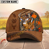 Joycorners Deer Hunting Deer Camo & Diagonal Leather Panel Pattern Personalized Name 3D Cap (6 Colors)