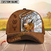 Joycorners Deer Hunting Deer Camo & Diagonal Leather Panel Pattern Personalized Name 3D Cap (6 Colors)