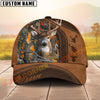 Joycorners Deer Hunting Rustic Brown Leather & Center Camo Panel Pattern Personalized Name 3D Cap (6 Colors)