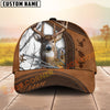Joycorners Deer Hunting Rustic Brown Leather & Center Camo Panel Pattern Personalized Name 3D Cap (6 Colors)