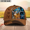 Joycorners Deer Hunting Deer Camo & Diagonal Leather Panel Pattern Personalized Name 3D Cap (6 Colors)
