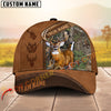 Joycorners Deer Hunting Deer Camo & Diagonal Leather Panel Pattern Personalized Name 3D Cap (6 Colors)