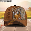 Joycorners Deer Hunting Deer Camo & Diagonal Leather Panel Pattern Personalized Name 3D Cap (6 Colors)