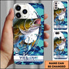 Joycorners Fishing Phone Case Jumping Blue Camo Water Splash Personalized Name 3D Phone Case (10 Fish Species)