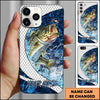Joycorners Fishing Phone Case Scale Deep Blue Water Splash Personalized Name 3D Phone Case (10 Fish Species)