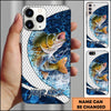 Joycorners Fishing Phone Case Scale Deep Blue Water Splash Personalized Name 3D Phone Case (10 Fish Species)